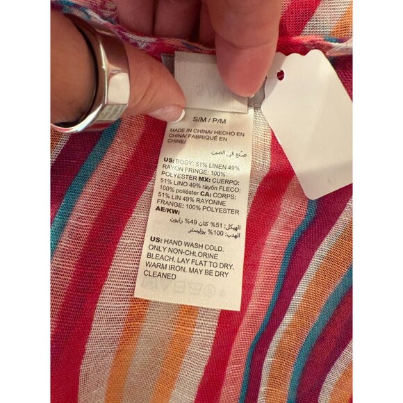 Chico's Kimono Cardigan With Fringe Hem Open Front - Size S/M - Picture 8 of 9